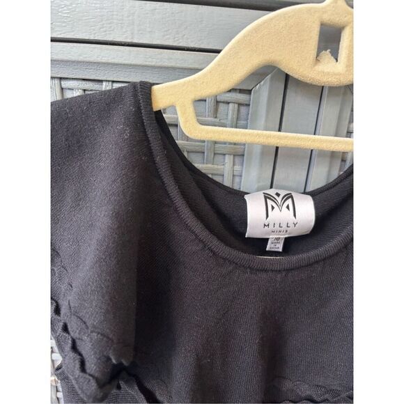 NWOT Milly Minis black knit flounce dress, Sz 10 , $225 B36 - Picture 4 of 7